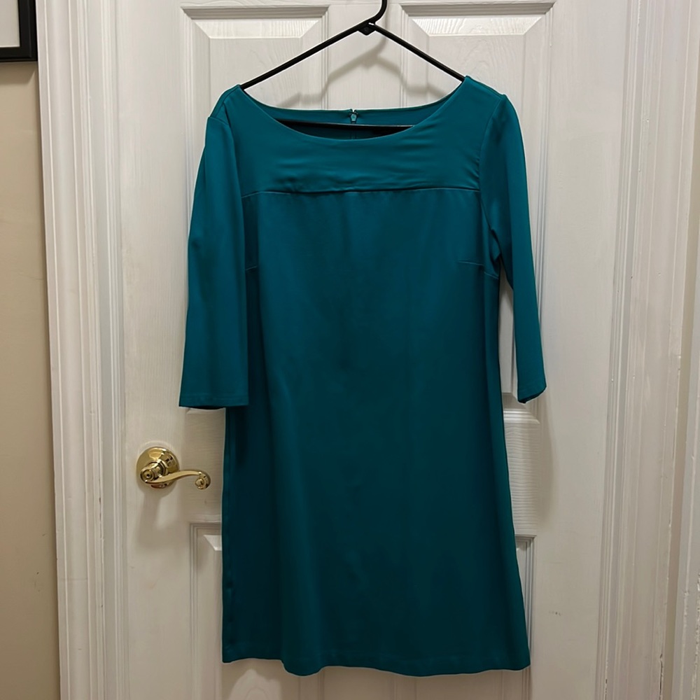 Ann Taylor 3/4 sleeve peacock blue dress. Perfect work dress